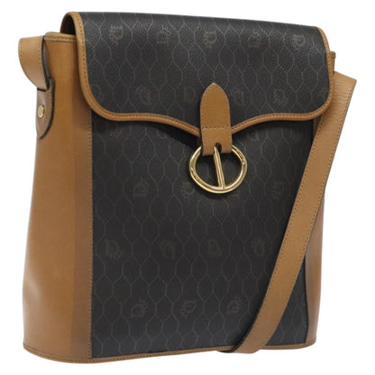 Christian Dior Honeycomb Flap Crossbody Bag Canvas And Leather Black Canvas Bag ()