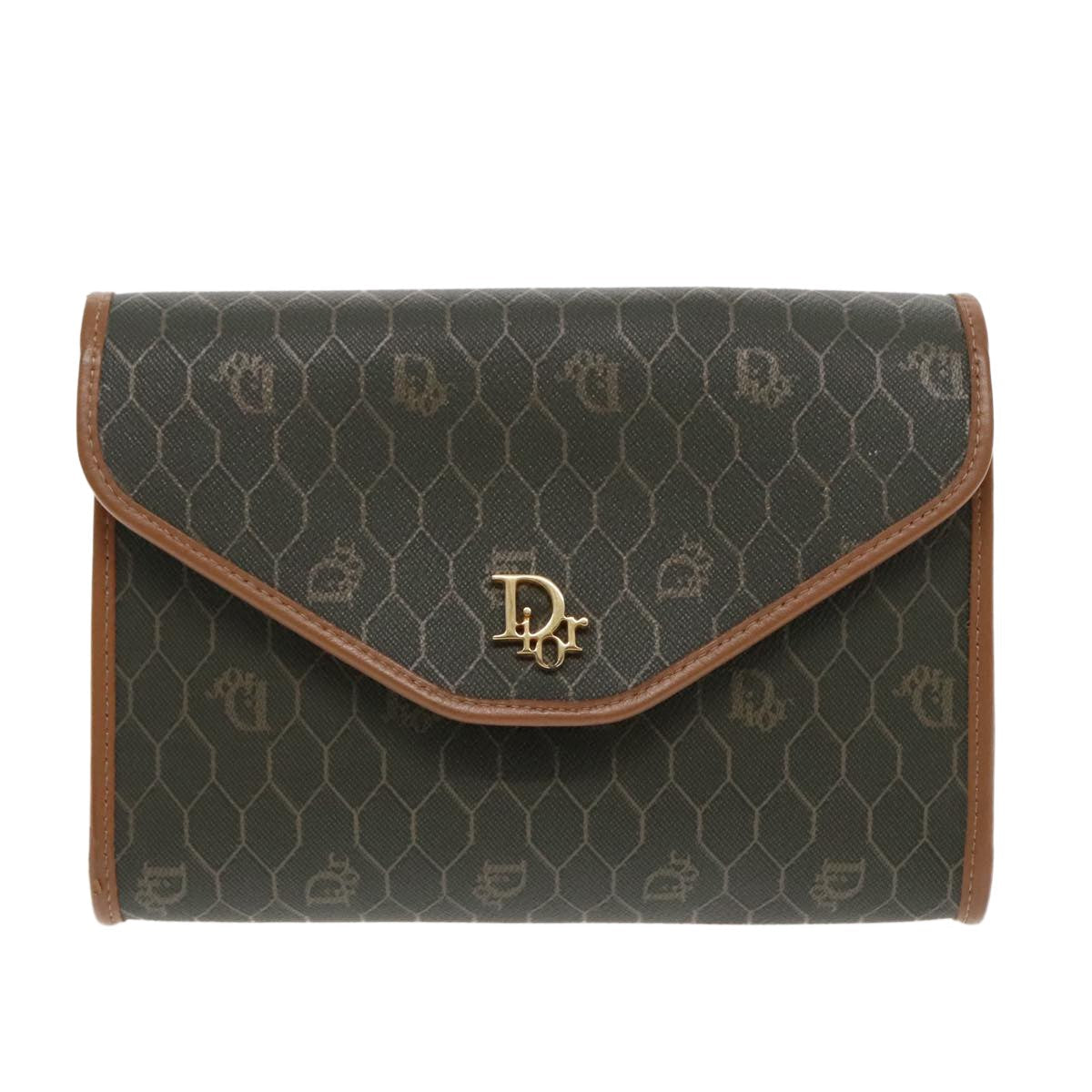 Christian Dior Honeycomb Chain Canvas Khaki Canvas Shoulder Bag Bag ()
