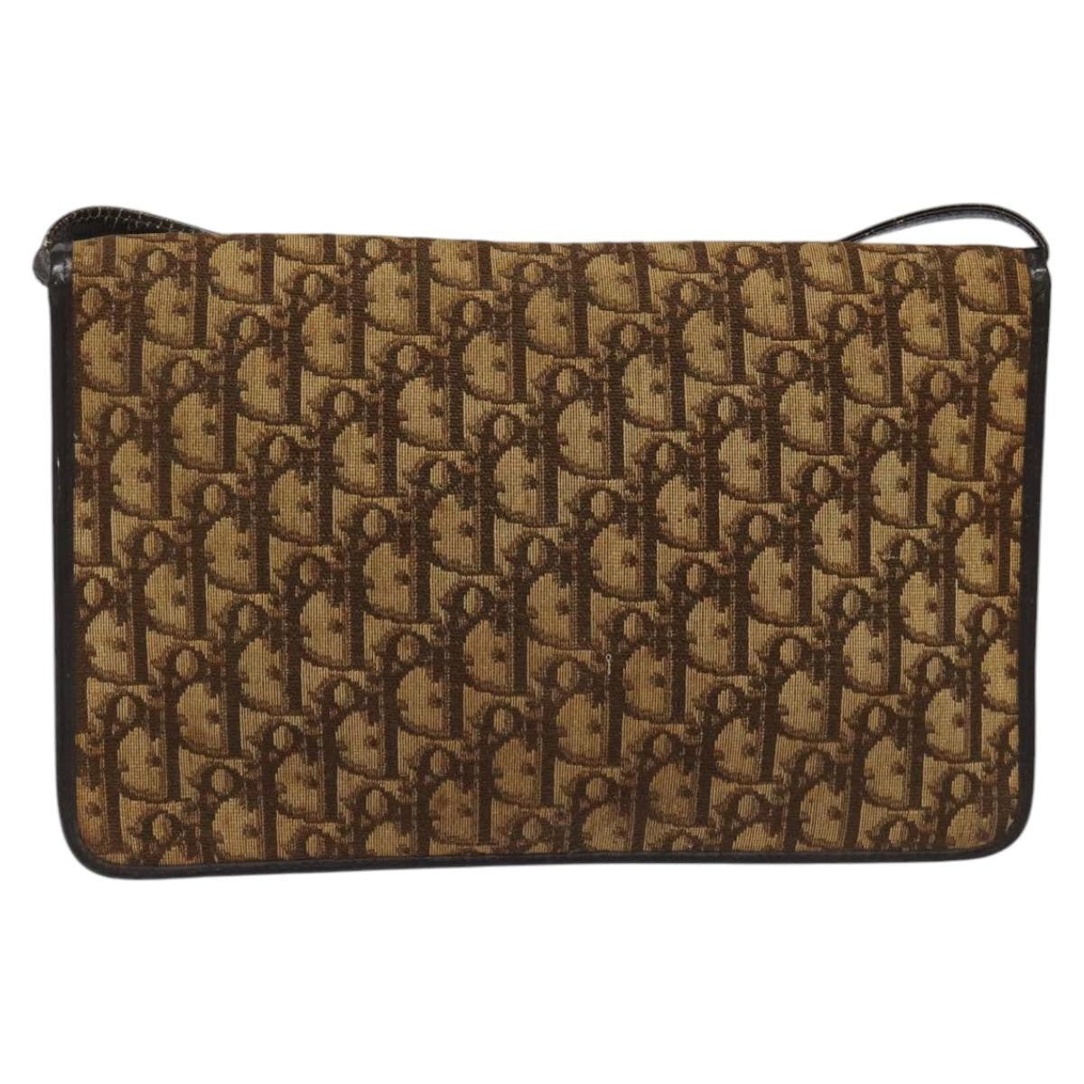 Christian Dior Trotter Shoulder Bag Canvas Brown Canvas Bag