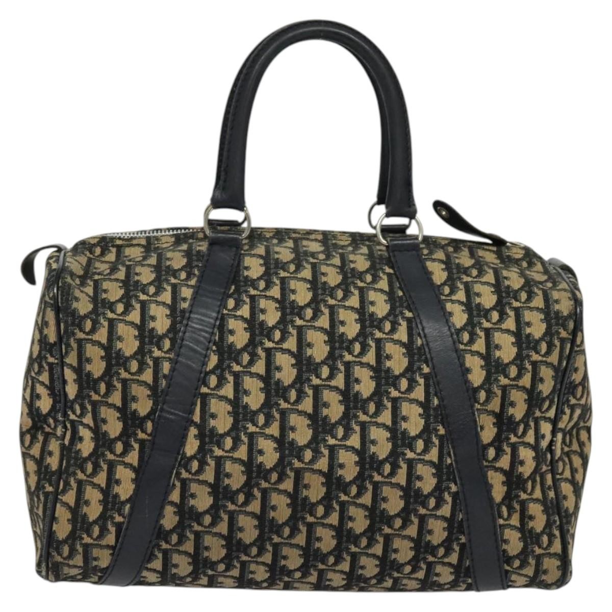 Christian Dior Trotter Boston Bag Diorissimo Canvas Navy Canvas Bag