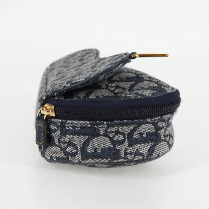 Christian Dior Saddle Zip Pouch Diorissimo Canvas Navy Canvas Bag