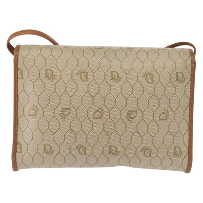 Christian Dior Honeycomb Flap Crossbody Bag Canvas And Leather Beige Canvas Shoulder Bag Bag ()