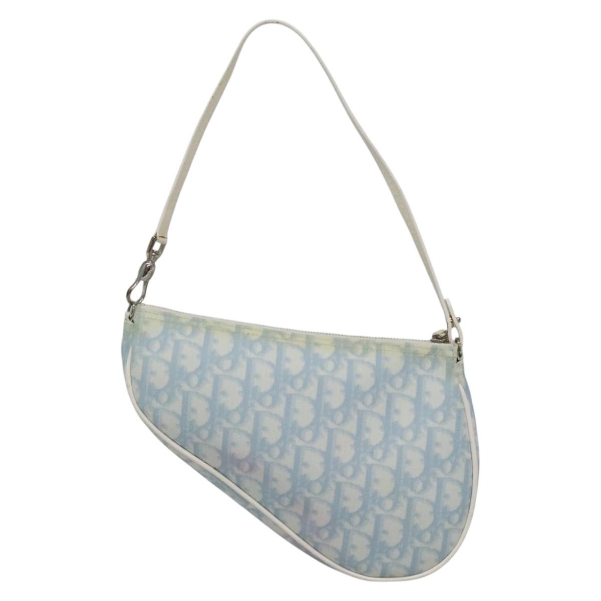 Christian Dior Saddle Bag Diorissimo Canvas Blue Canvas Bag