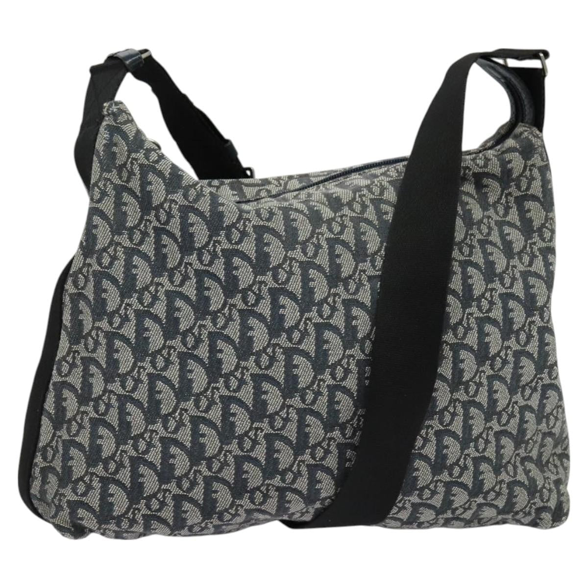 Christian Dior Zip Shoulder Bag Diorissimo Canvas Navy Canvas Shoulder Bag Bag