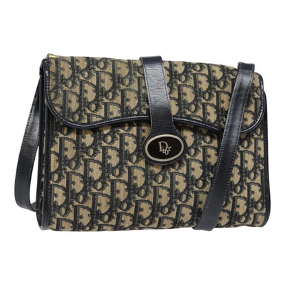 Christian Dior Flap Crossbody Bag Canvas Navy Canvas Shoulder Bag Bag ()