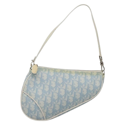 Christian Dior Saddle Bag Diorissimo Canvas Blue Canvas Bag