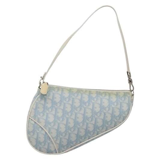 Christian Dior Saddle Bag Diorissimo Canvas Blue Canvas Bag