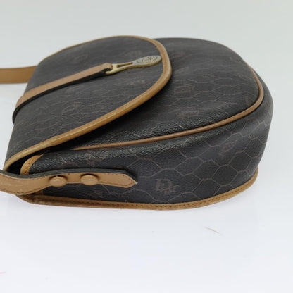 Christian Dior Honeycomb Flap Crossbody Bag Canvas And Leather Black Canvas Bag ()