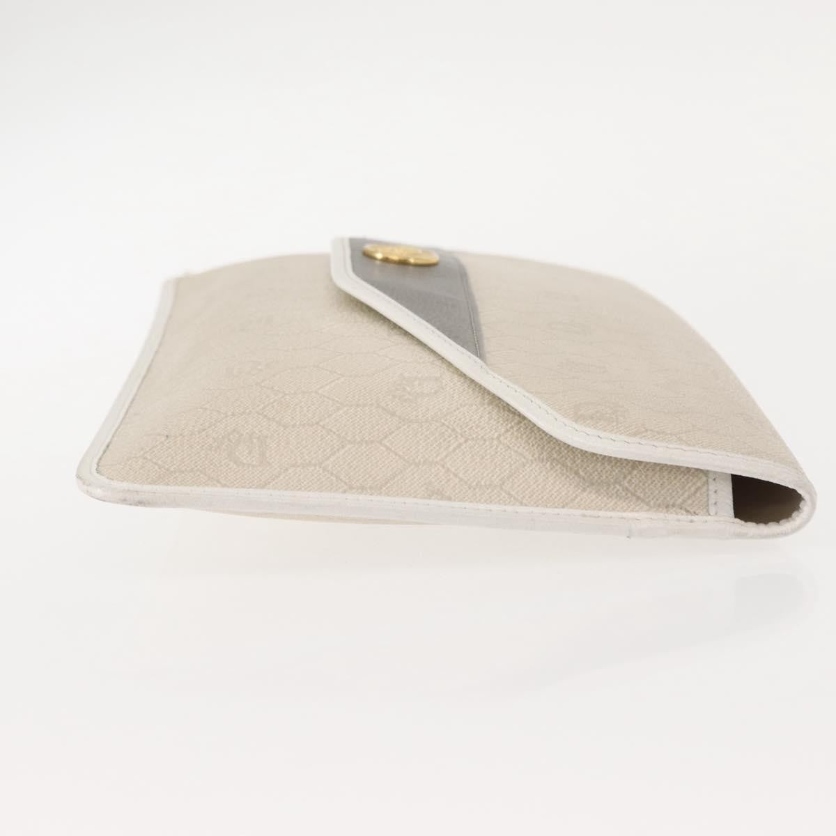 Christian Dior Honeycomb Clutch Canvas White Canvas Clutche Pouche Bag