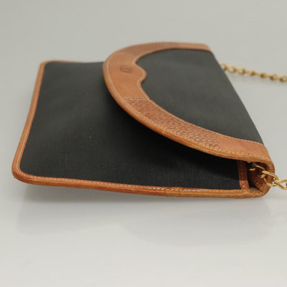 Christian Dior Cd Chain Flap Shoulder Bag Canvas Black Pvc Shoulder Bag Bag