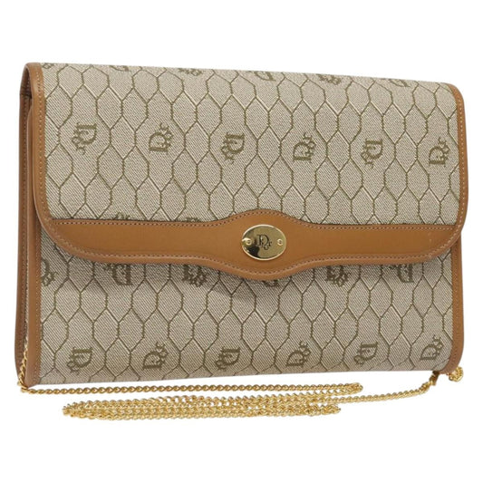 Christian Dior Honeycomb Flap Crossbody Bag Coated Canvas Beige Canvas Bag