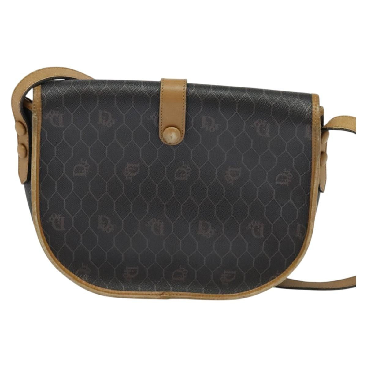 Christian Dior Honeycomb Flap Crossbody Bag Canvas And Leather Black Canvas Bag Leather