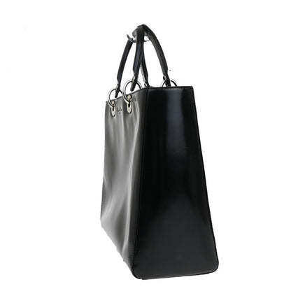 Christian Dior Lady Dior Patent Noir Cuir Vernis Black Patent_Leather Bag ()