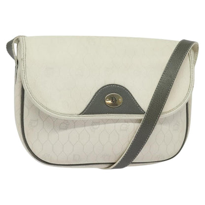 Christian Dior Honeycomb Flap Crossbody Bag Coated Canvas White Canvas Bag
