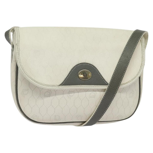 Christian Dior Honeycomb Flap Crossbody Bag Coated Canvas White Canvas Bag