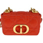 Christian Dior Caro Bag Cannage Quilt Calfskin Orange Leather Bag