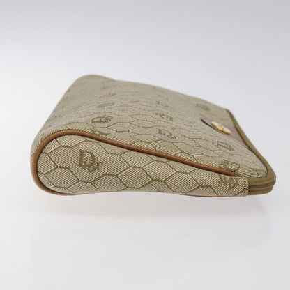 Christian Dior Honeycomb Zip Pouch Coated Canvas Beige Pvc Clutche Pouche Bag