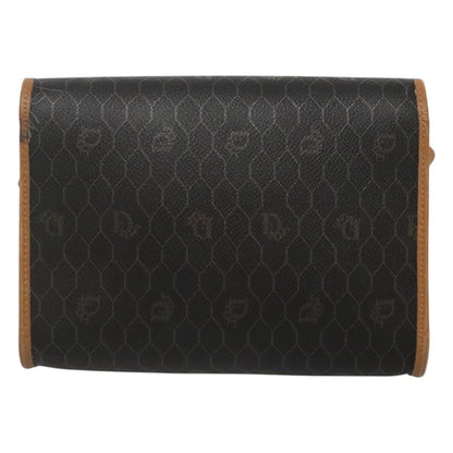 Christian Dior Honeycomb Flap Crossbody Bag Coated Canvas Black Canvas Shoulder Bag Bag
