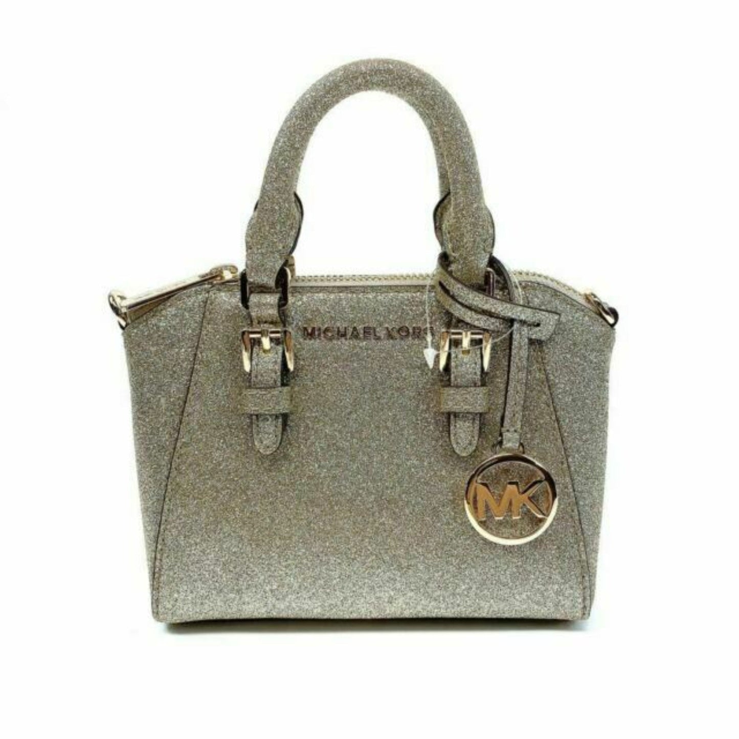 MICHAEL KORS Silver Ciara Mini XS Satchel Crossbody Satchel w/ Gold Tone Hardware NWOT