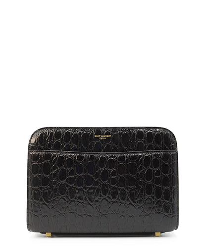 Croco Carre Crossbody Black