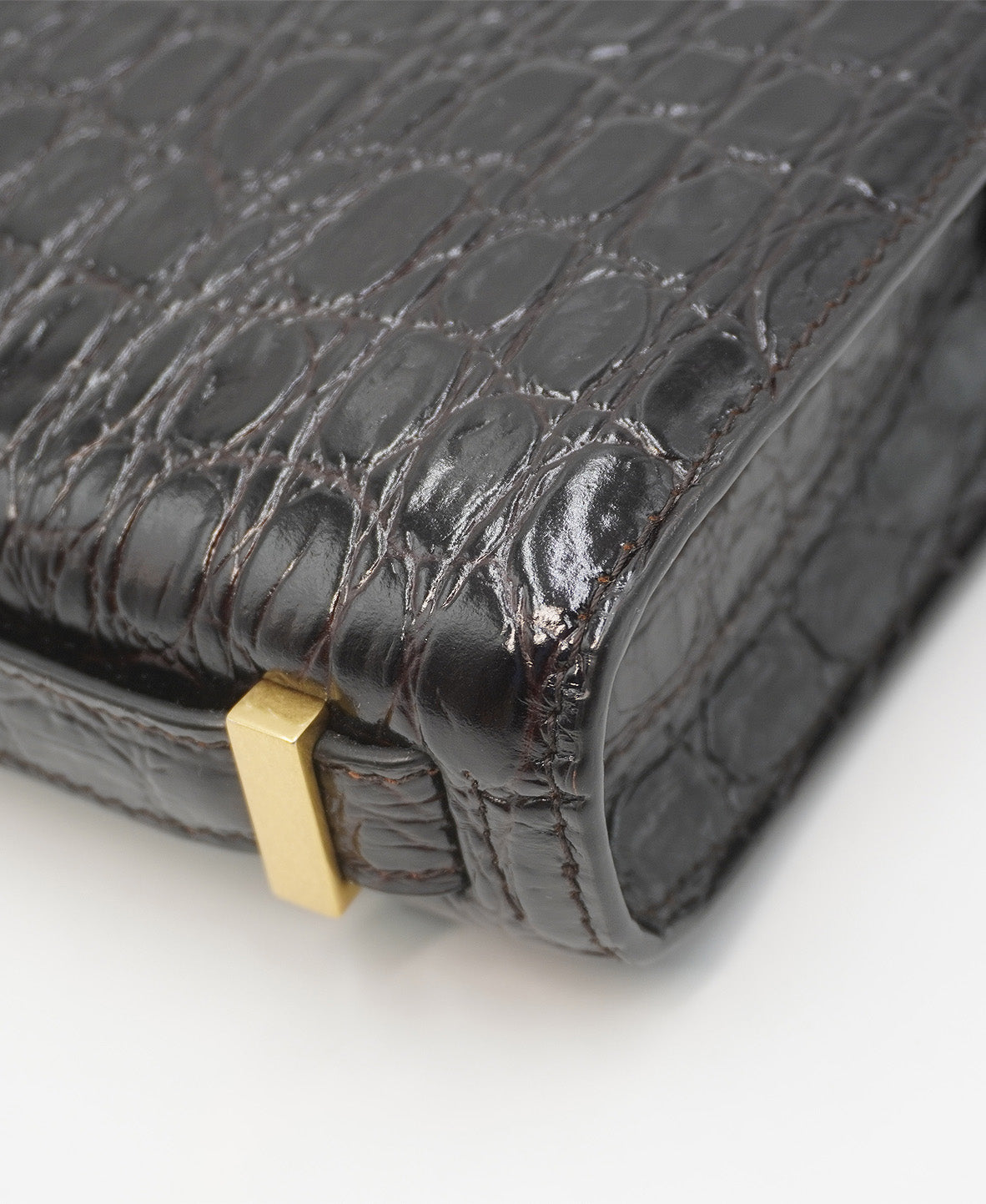 Croco Carre Crossbody Black