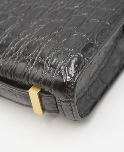 Croco Carre Crossbody Black