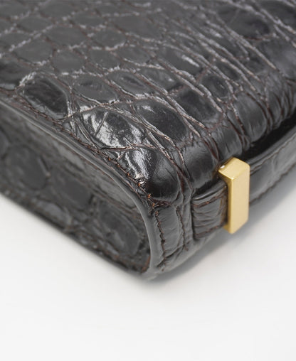 Croco Carre Crossbody Black