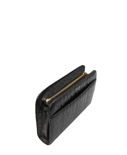 Croco Carre Crossbody Black