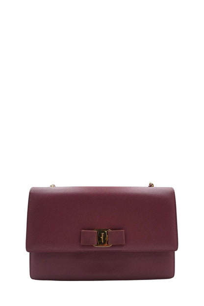 Medium Ginny Vara Ribbon Saffiano Leather Crossbody Bag Pink