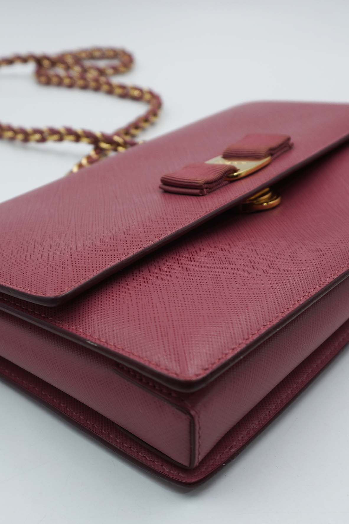 Medium Ginny Vara Ribbon Saffiano Leather Crossbody Bag Pink