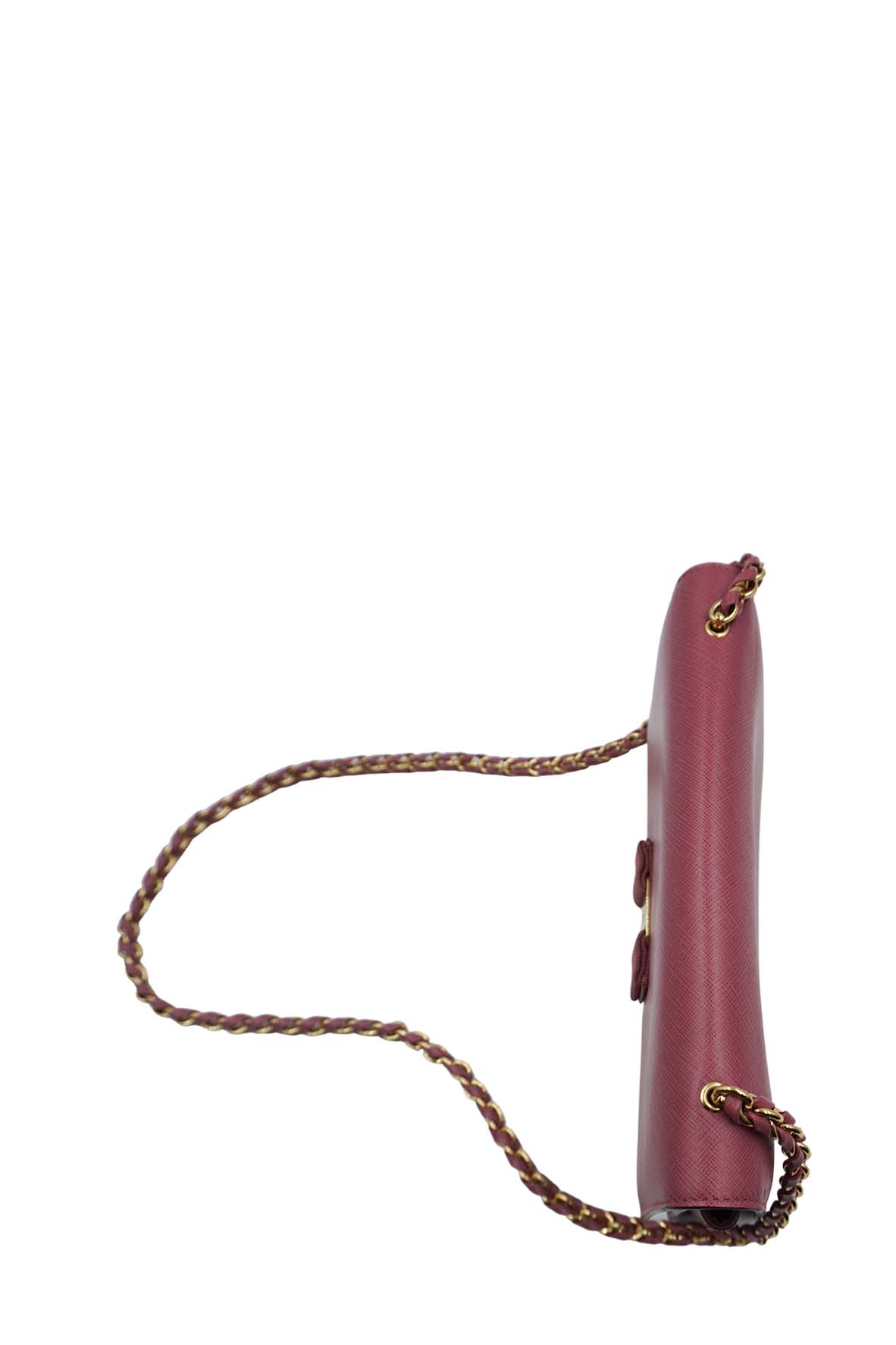 Medium Ginny Vara Ribbon Saffiano Leather Crossbody Bag Pink