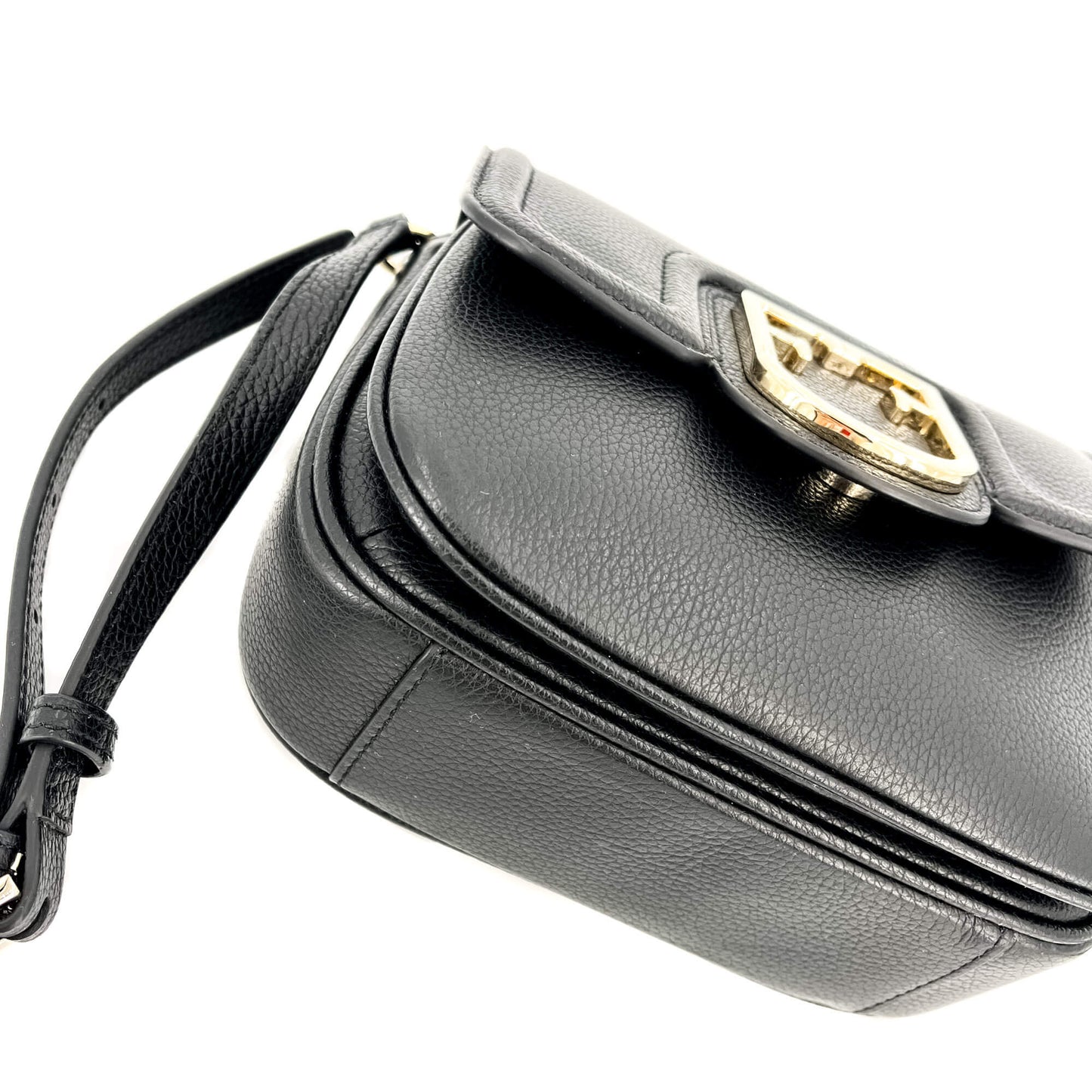 Squared Leather Crossbody Black