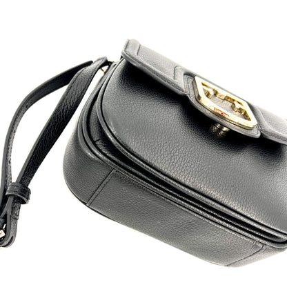 Squared Leather Crossbody Black