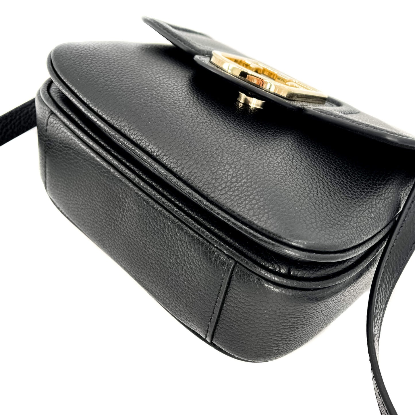 Squared Leather Crossbody Black