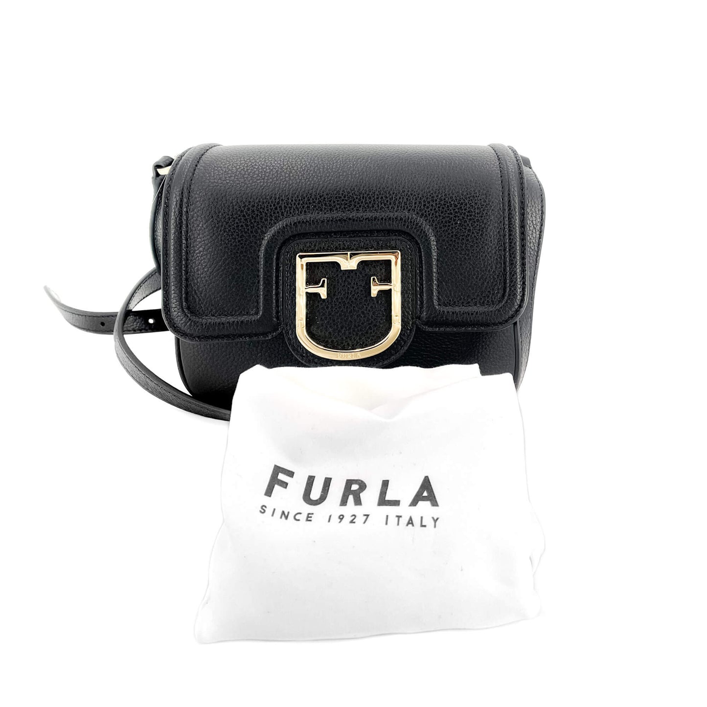 Squared Leather Crossbody Black