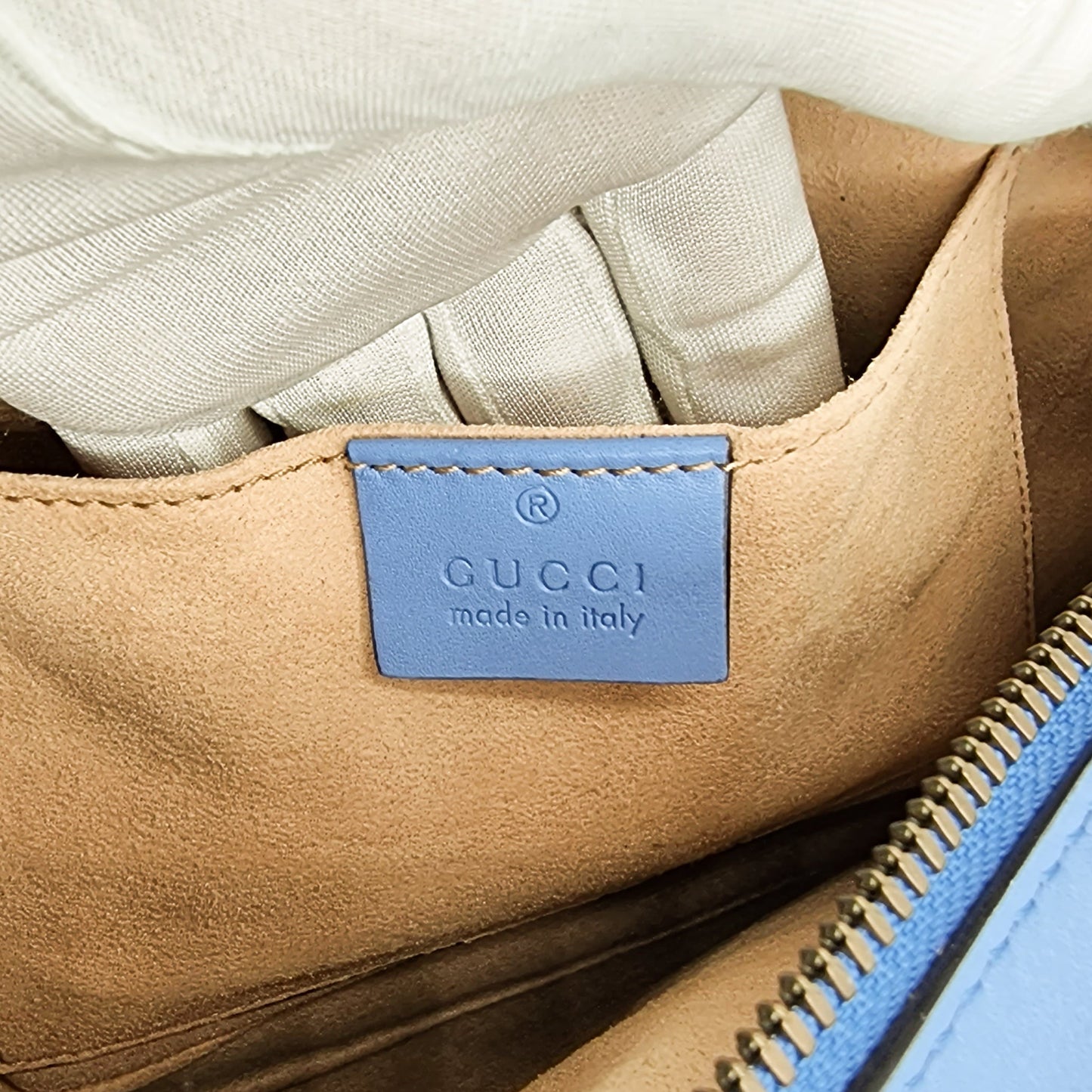 GG Blue Marmont Crossbody Bag Matelassé Leather
