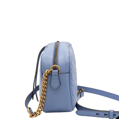 GG Blue Marmont Crossbody Bag Matelassé Leather