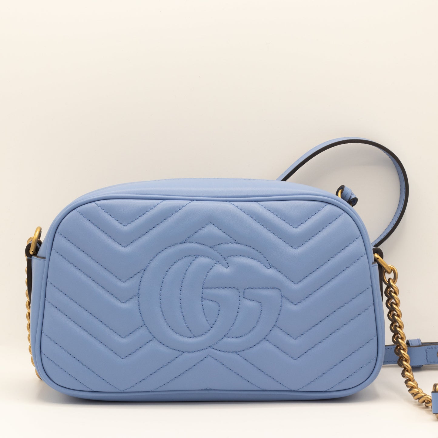 GG Blue Marmont Crossbody Bag Matelassé Leather