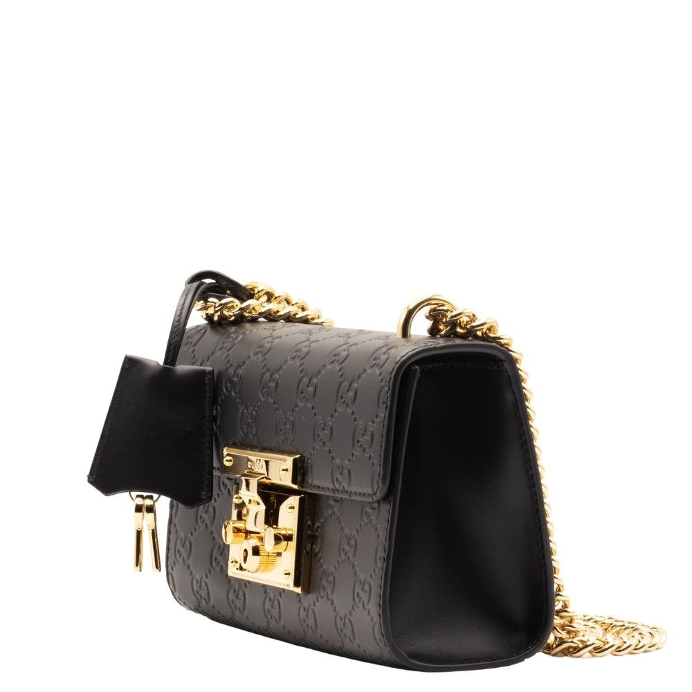 GG Padlock Crossbody Black Leather