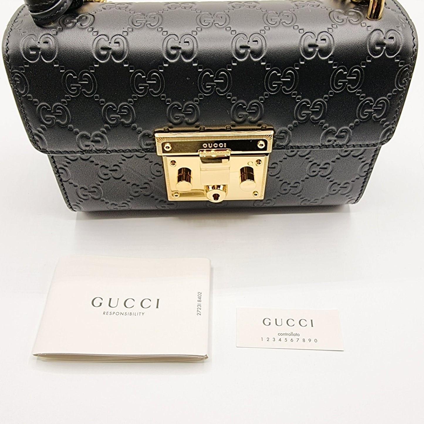 GG Padlock Crossbody Black Leather