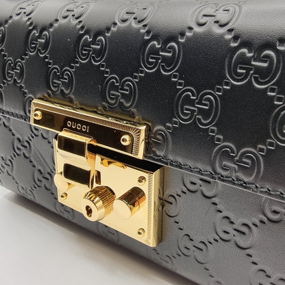 GG Padlock Crossbody Black Leather