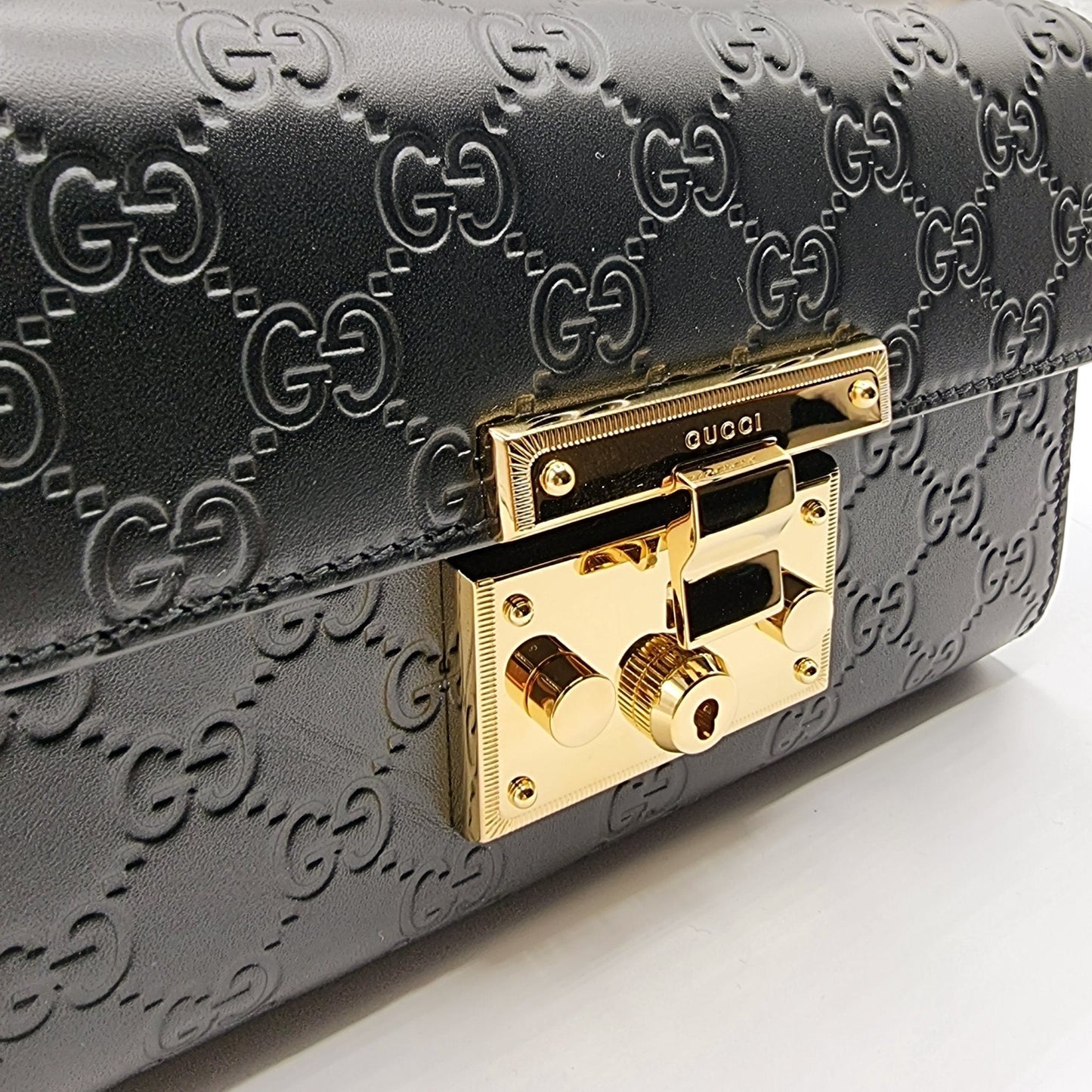 GG Padlock Crossbody Black Leather