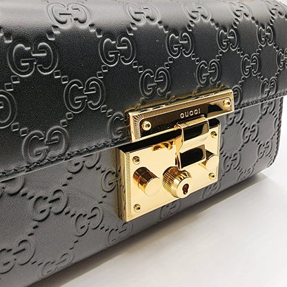 GG Padlock Crossbody Black Leather