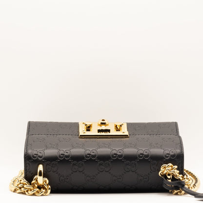 GG Padlock Crossbody Black Leather