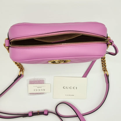 GG Pink Marmont Crossbody Bag Matelassé Leather