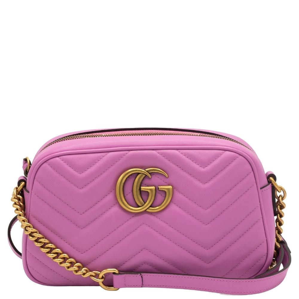 GG Pink Marmont Crossbody Bag Matelassé Leather