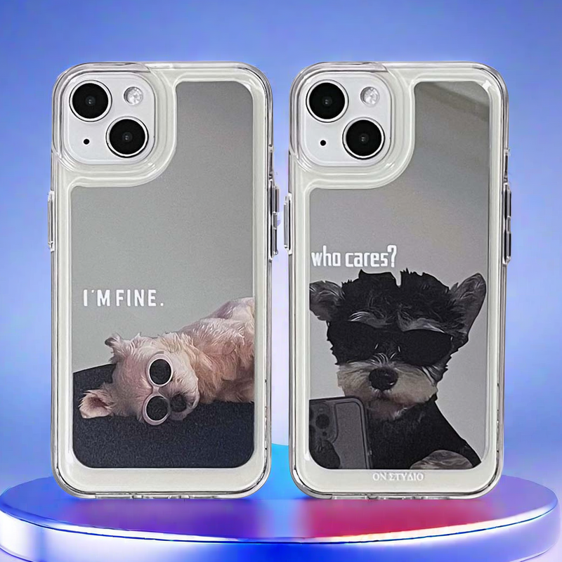 Mirror iPhone Case | Couple Dogs I Am Fine