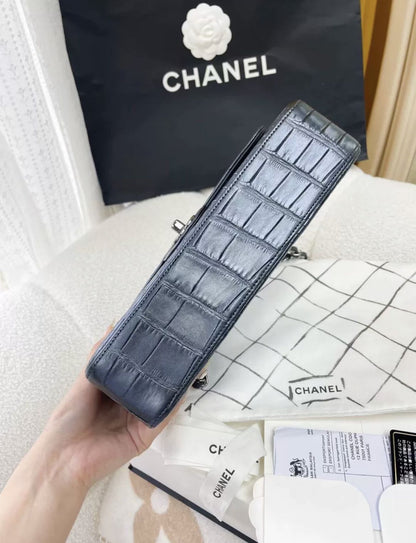 Chanel Classic Flap Leather Blue Shoulder Bag