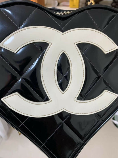 Chanel 1995 Black Heart Vanity Bag
