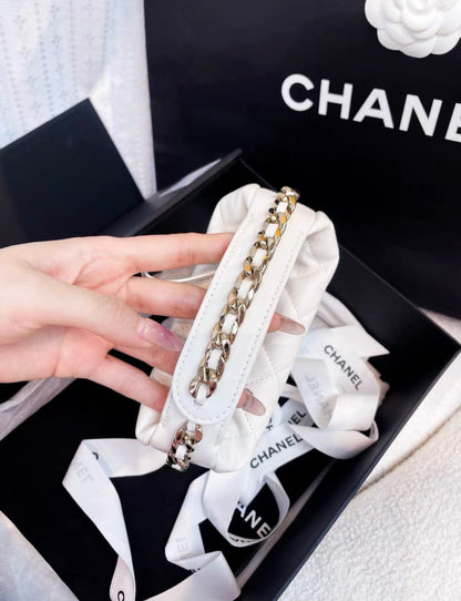Chanel Luxury Leather White Clutch